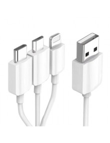 20cm USB 2.0 High Speed to Type-C / 8 Pin / Micro USB 3 in 1 Charging Cable